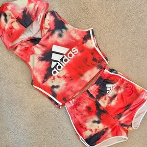 Adidas Sleeveless Hoodie & Shorts Tie-Dye Set